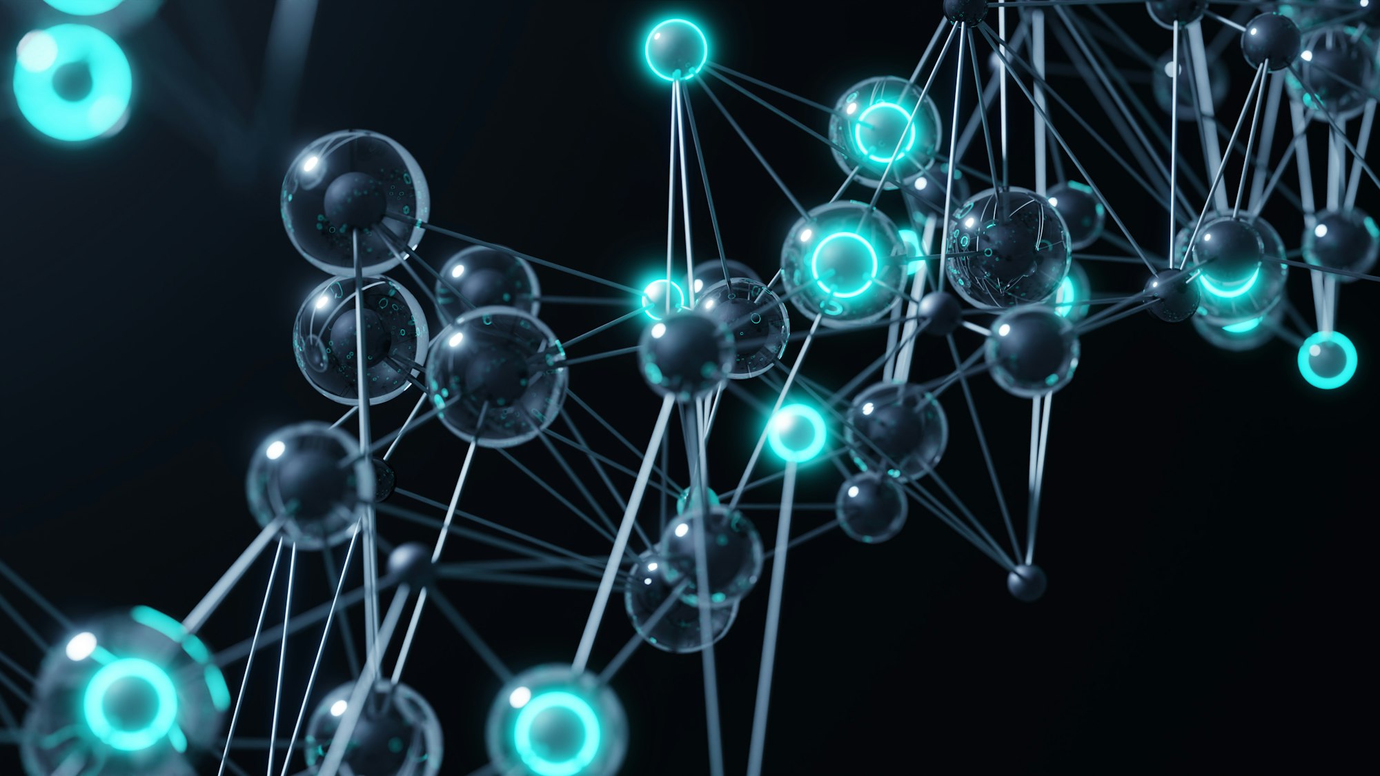 Glowing connected spheres representing a network of authoritative links