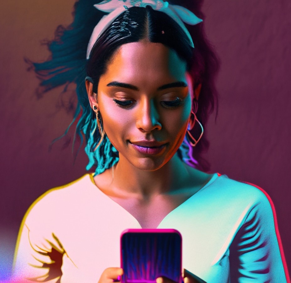 Futuristic Indian American Woman with AI-Generated Hair