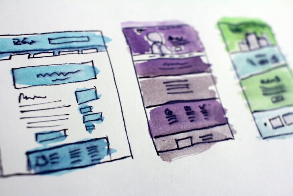 Hand-drawn wireframe for a homepage layout of a health coach website focused on client conversions