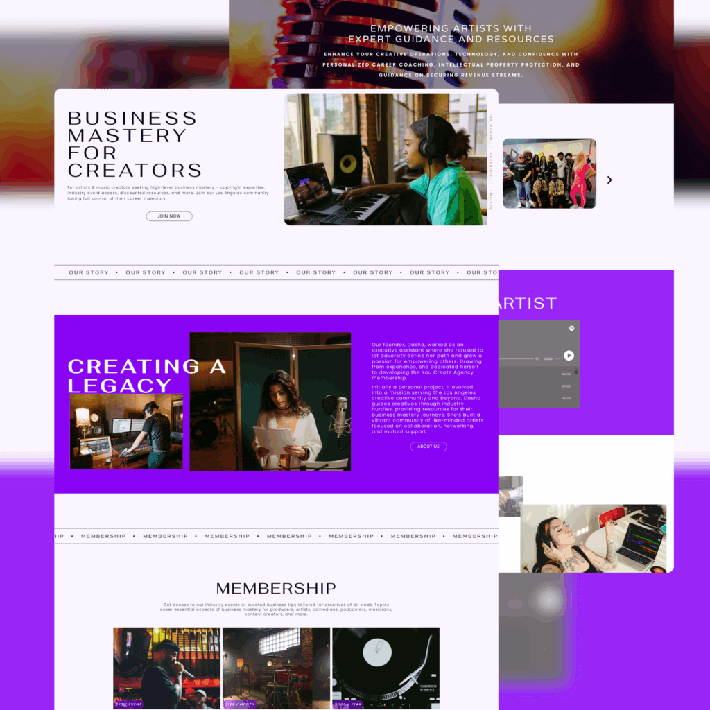 Course Website Screenshot of YouCreate Agency course website