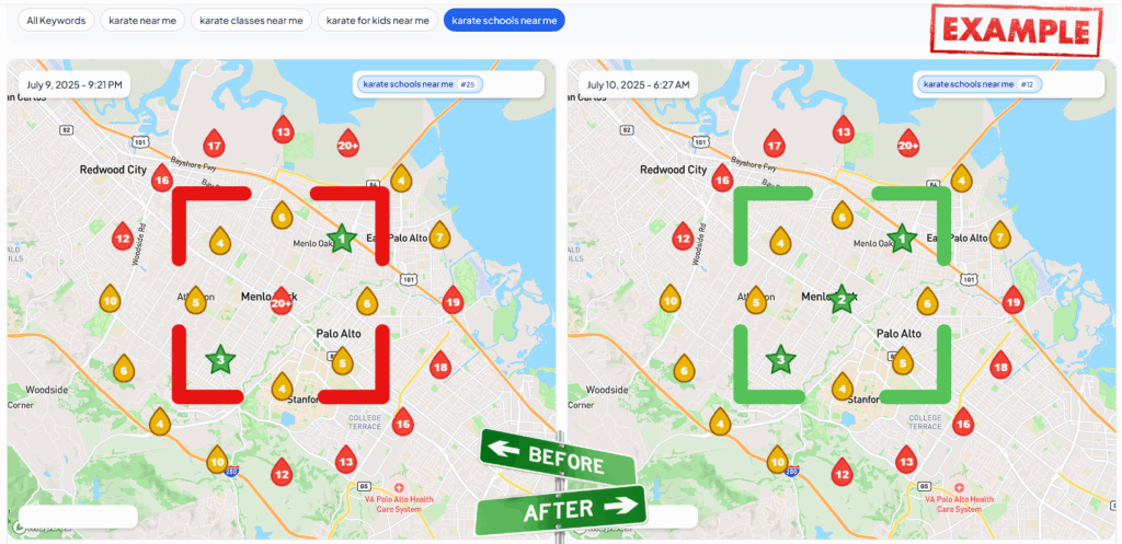 GMB map ranking scan for liposuction SEO in California clinic